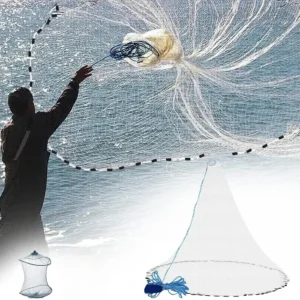 Cast Net 4Ft-8FT Radius Bait Net for Fishing Small Mesh Throw Cast Net